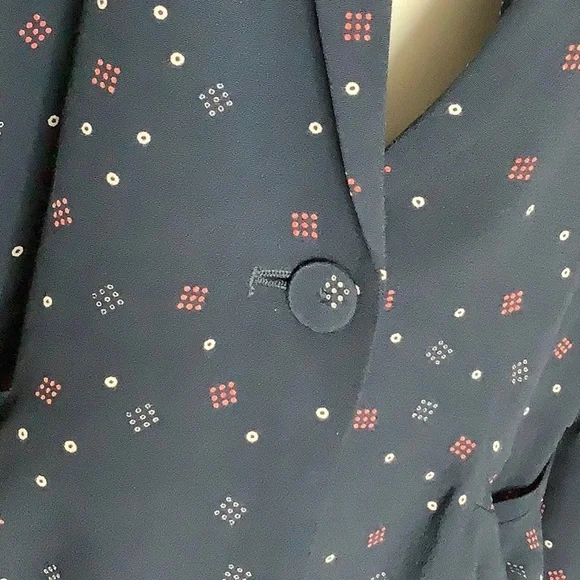 & Other Stories Navy Geometric Print Lightweight Viscose Blazer Size 8 - Picture 10 of 16